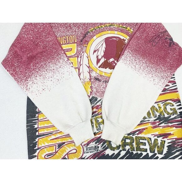 Vintage NFL Redskins Commanders Sweatshirt XL All Over Print Football - Picture 9 of 9
